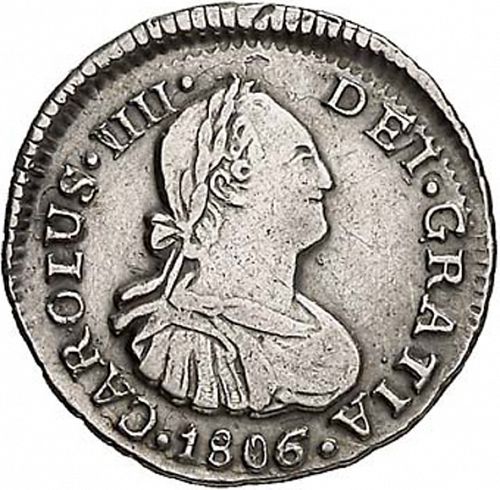 half Real Obverse Image minted in SPAIN in 1806FJ (1788-08  -  CARLOS IV)  - The Coin Database