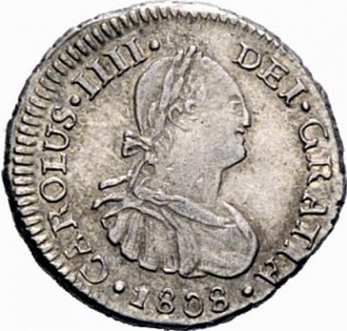 half Real Obverse Image minted in SPAIN in 1808JP (1788-08  -  CARLOS IV)  - The Coin Database