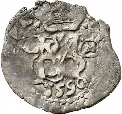 half Real Obverse Image minted in SPAIN in 1590M (1556-98  -  FELIPE II)  - The Coin Database