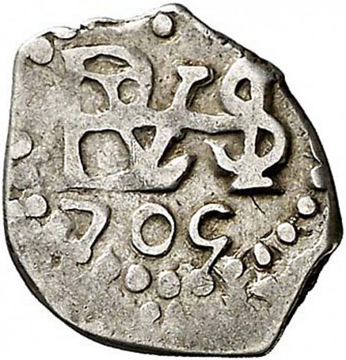 half Real Obverse Image minted in SPAIN in 1705H (1700-46  -  FELIPE V)  - The Coin Database