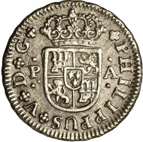 half Real Obverse Image minted in SPAIN in 1733PA (1700-46  -  FELIPE V)  - The Coin Database