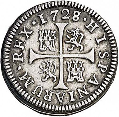 half Real Reverse Image minted in SPAIN in 1728F (1700-46  -  FELIPE V)  - The Coin Database