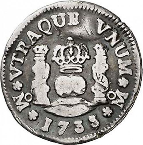 half Real Reverse Image minted in SPAIN in 1733MF (1700-46  -  FELIPE V)  - The Coin Database