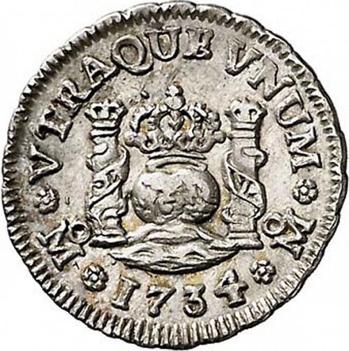 half Real Reverse Image minted in SPAIN in 1734MF (1700-46  -  FELIPE V)  - The Coin Database