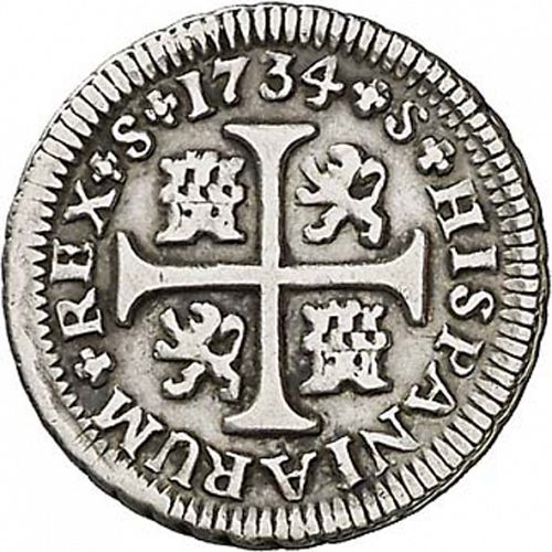 half Real Reverse Image minted in SPAIN in 1734PA (1700-46  -  FELIPE V)  - The Coin Database