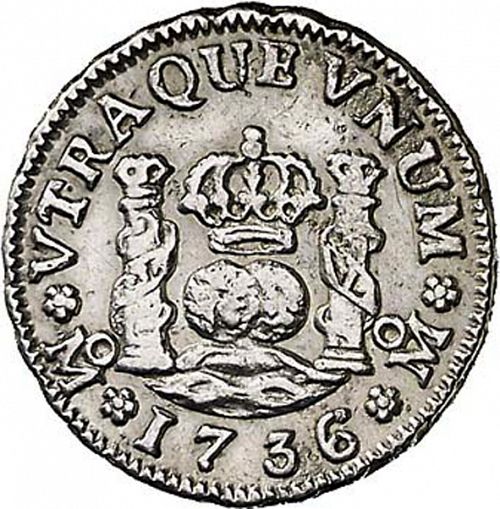 half Real Reverse Image minted in SPAIN in 1736MF (1700-46  -  FELIPE V)  - The Coin Database