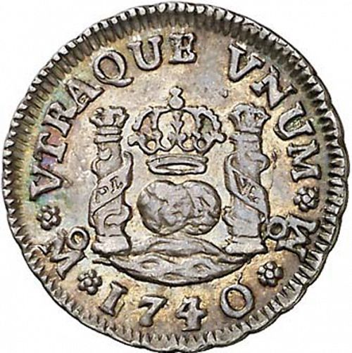 half Real Reverse Image minted in SPAIN in 1740MF (1700-46  -  FELIPE V)  - The Coin Database