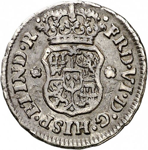half Real Obverse Image minted in SPAIN in 1749M (1746-59  -  FERNANDO VI)  - The Coin Database