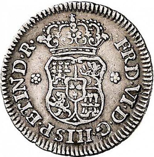 half Real Obverse Image minted in SPAIN in 1754JD (1746-59  -  FERNANDO VI)  - The Coin Database