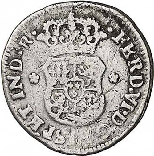 half Real Obverse Image minted in SPAIN in 1757 (1746-59  -  FERNANDO VI)  - The Coin Database