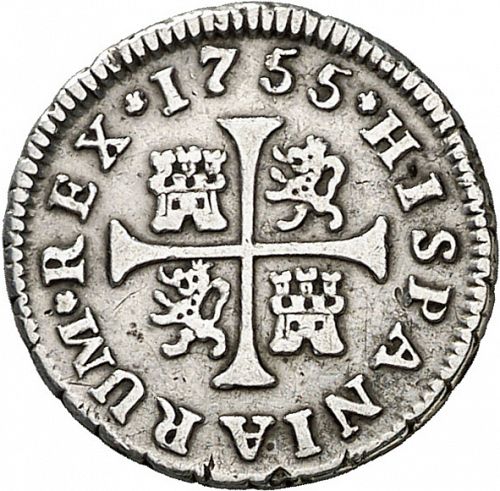 half Real Reverse Image minted in SPAIN in 1755JB (1746-59  -  FERNANDO VI)  - The Coin Database