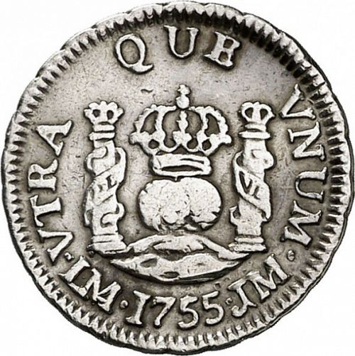 half Real Reverse Image minted in SPAIN in 1755JM (1746-59  -  FERNANDO VI)  - The Coin Database
