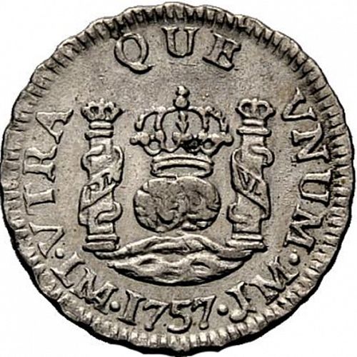 half Real Reverse Image minted in SPAIN in 1757JM (1746-59  -  FERNANDO VI)  - The Coin Database