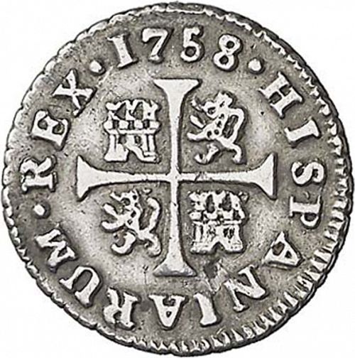 half Real Reverse Image minted in SPAIN in 1758JB (1746-59  -  FERNANDO VI)  - The Coin Database
