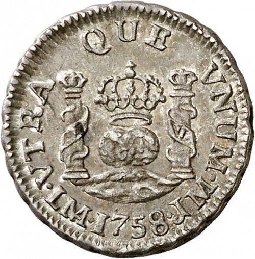 half Real Reverse Image minted in SPAIN in 1758JM (1746-59  -  FERNANDO VI)  - The Coin Database