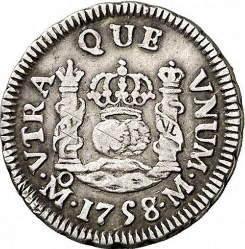 half Real Reverse Image minted in SPAIN in 1758M (1746-59  -  FERNANDO VI)  - The Coin Database