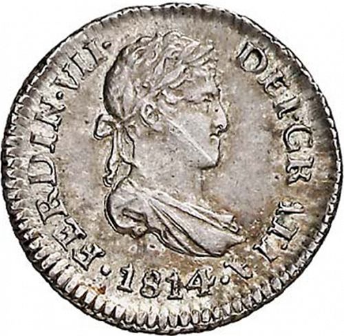 half Real Obverse Image minted in SPAIN in 1814CJ (1808-33  -  FERNANDO VII)  - The Coin Database