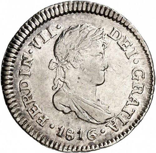 half Real Obverse Image minted in SPAIN in 1816M (1808-33  -  FERNANDO VII)  - The Coin Database