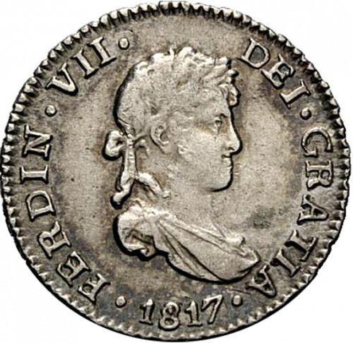 half Real Obverse Image minted in SPAIN in 1817PJ (1808-33  -  FERNANDO VII)  - The Coin Database