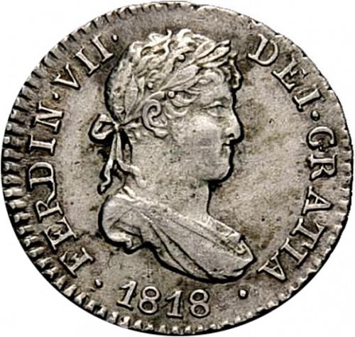 half Real Obverse Image minted in SPAIN in 1818GJ (1808-33  -  FERNANDO VII)  - The Coin Database