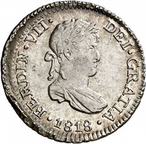 half Real Obverse Image minted in SPAIN in 1818JP (1808-33  -  FERNANDO VII)  - The Coin Database