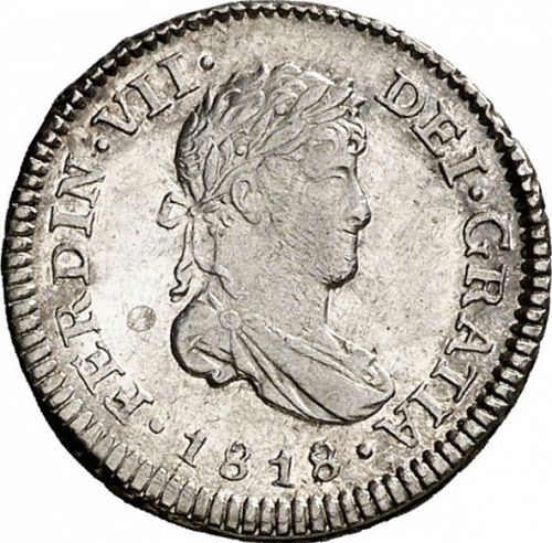 half Real Obverse Image minted in SPAIN in 1818M (1808-33  -  FERNANDO VII)  - The Coin Database