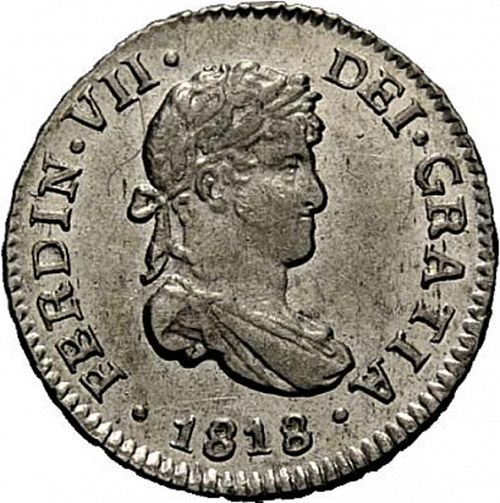 half Real Obverse Image minted in SPAIN in 1818PJ (1808-33  -  FERNANDO VII)  - The Coin Database