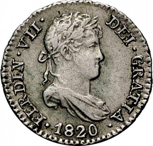 half Real Obverse Image minted in SPAIN in 1820GJ (1808-33  -  FERNANDO VII)  - The Coin Database
