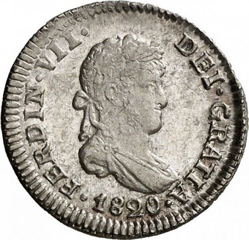 half Real Obverse Image minted in SPAIN in 1820JJ (1808-33  -  FERNANDO VII)  - The Coin Database