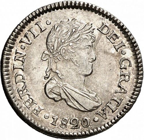 half Real Obverse Image minted in SPAIN in 1820M (1808-33  -  FERNANDO VII)  - The Coin Database
