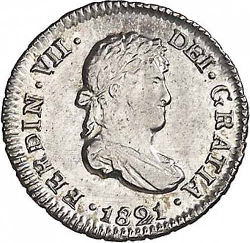 half Real Obverse Image minted in SPAIN in 1821PJ (1808-33  -  FERNANDO VII)  - The Coin Database