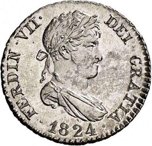 half Real Obverse Image minted in SPAIN in 1824AJ (1808-33  -  FERNANDO VII)  - The Coin Database