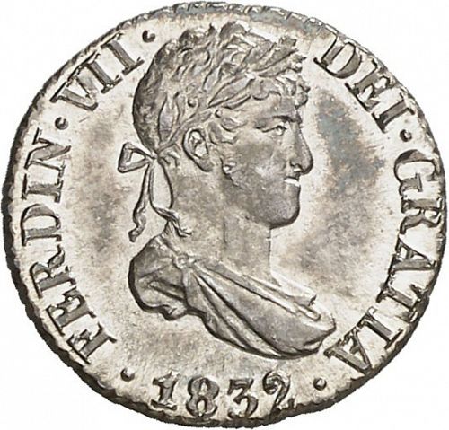 half Real Obverse Image minted in SPAIN in 1832JB (1808-33  -  FERNANDO VII)  - The Coin Database