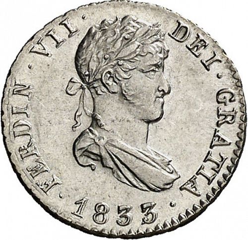 half Real Obverse Image minted in SPAIN in 1833AJ (1808-33  -  FERNANDO VII)  - The Coin Database