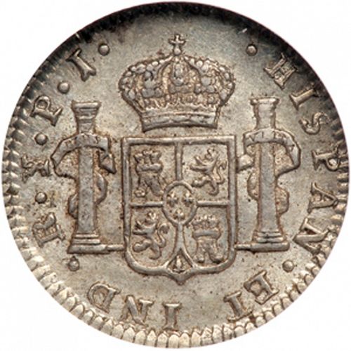 half Real Reverse Image minted in SPAIN in 1822PJ (1808-33  -  FERNANDO VII)  - The Coin Database