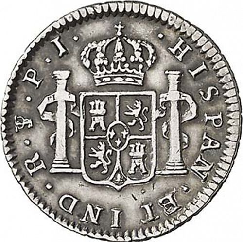 half Real Reverse Image minted in SPAIN in 1824PJ (1808-33  -  FERNANDO VII)  - The Coin Database