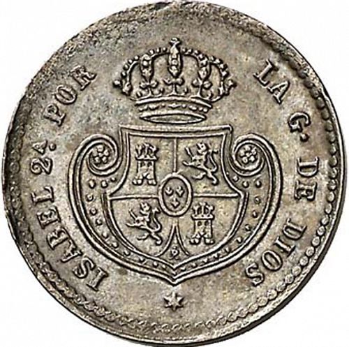 half Decimal Obverse Image minted in SPAIN in 1852 (1849-64  -  ISABEL II - Decimal Coinage)  - The Coin Database