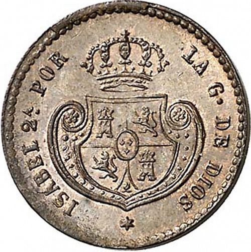 half Decimal Obverse Image minted in SPAIN in 1853 (1849-64  -  ISABEL II - Decimal Coinage)  - The Coin Database