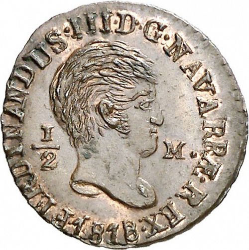 half Maravedí Obverse Image minted in SPAIN in 1818 (1808-33  -  FERNANDO VII)  - The Coin Database