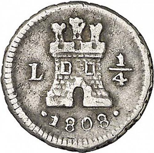 1/4 Real Obverse Image minted in SPAIN in 1808 (1788-08  -  CARLOS IV)  - The Coin Database