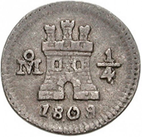 1/4 Real Obverse Image minted in SPAIN in 1808 (1788-08  -  CARLOS IV)  - The Coin Database