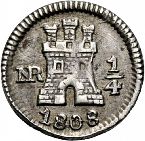 1/4 Real Obverse Image minted in SPAIN in 1808 (1788-08  -  CARLOS IV)  - The Coin Database