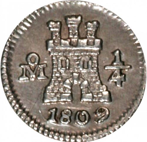 1/4 Real Obverse Image minted in SPAIN in 1809 (1808-33  -  FERNANDO VII)  - The Coin Database