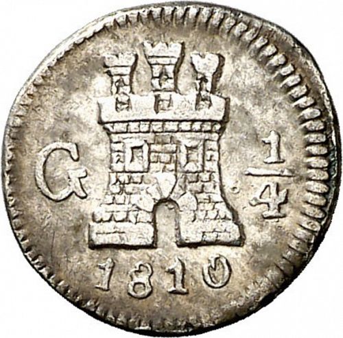 1/4 Real Obverse Image minted in SPAIN in 1810 (1808-33  -  FERNANDO VII)  - The Coin Database