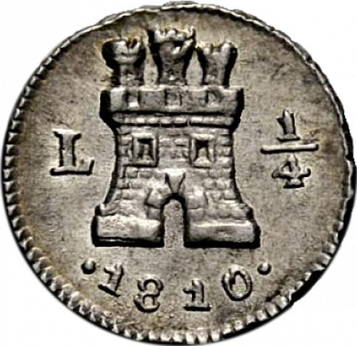 1/4 Real Obverse Image minted in SPAIN in 1810 (1808-33  -  FERNANDO VII)  - The Coin Database