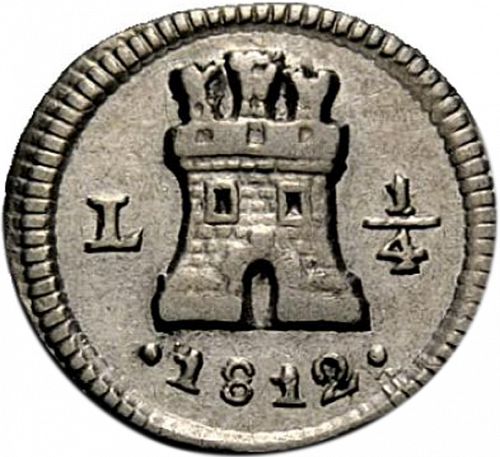 1/4 Real Obverse Image minted in SPAIN in 1812 (1808-33  -  FERNANDO VII)  - The Coin Database