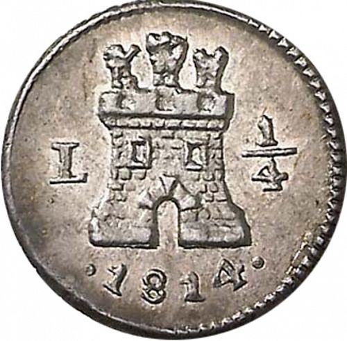 1/4 Real Obverse Image minted in SPAIN in 1814 (1808-33  -  FERNANDO VII)  - The Coin Database