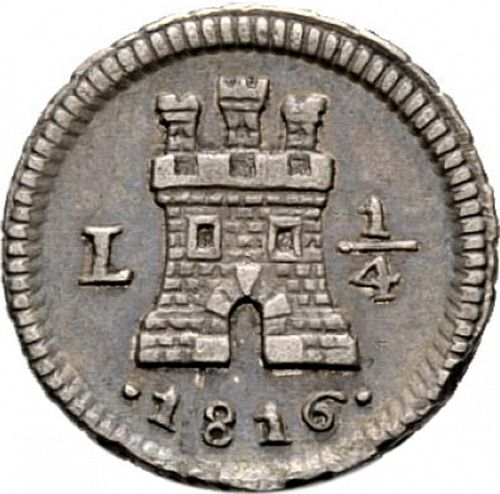 1/4 Real Obverse Image minted in SPAIN in 1816 (1808-33  -  FERNANDO VII)  - The Coin Database