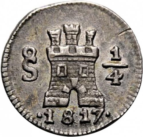 1/4 Real Obverse Image minted in SPAIN in 1817 (1808-33  -  FERNANDO VII)  - The Coin Database