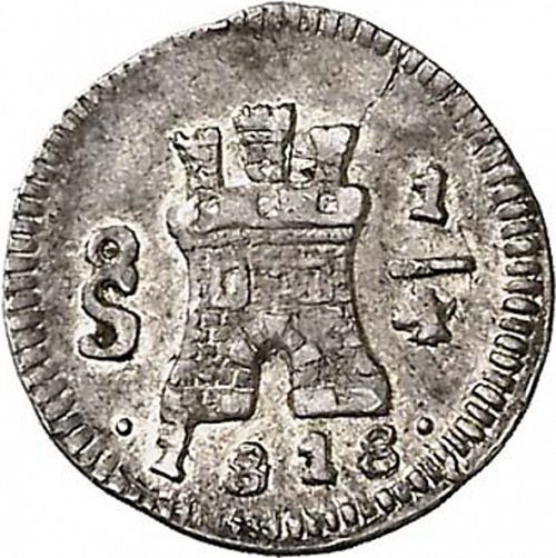 1/4 Real Obverse Image minted in SPAIN in 1818 (1808-33  -  FERNANDO VII)  - The Coin Database